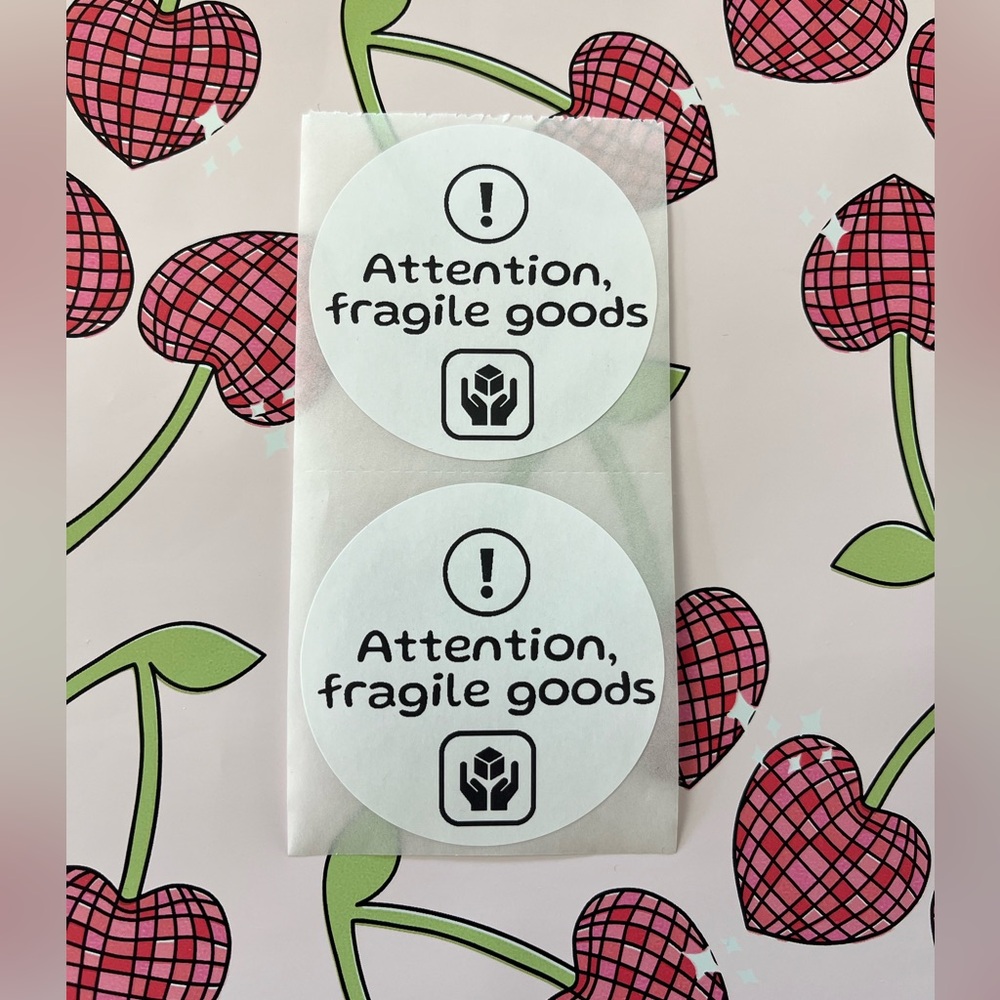 100 -Custom Made Fragile Goods Stickers 2”